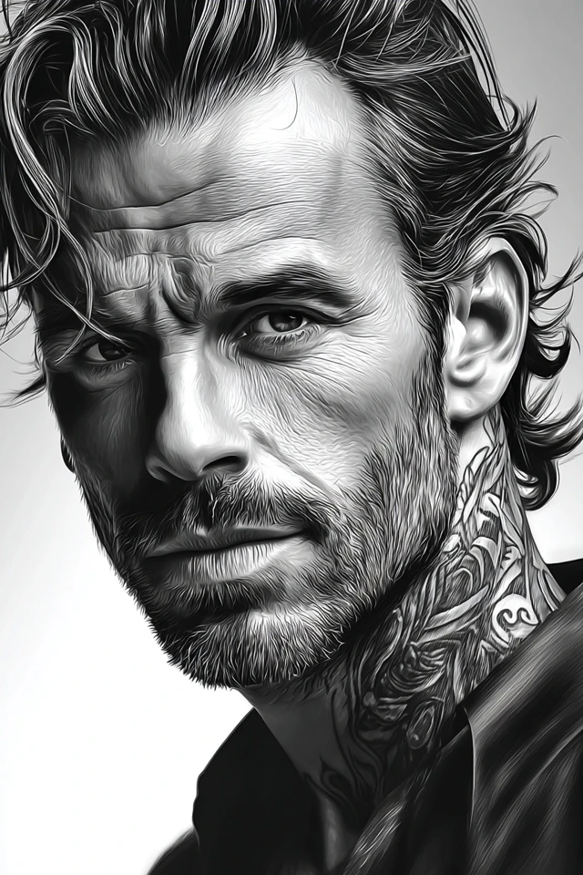 Monochrome Ink Portrait - Image 1