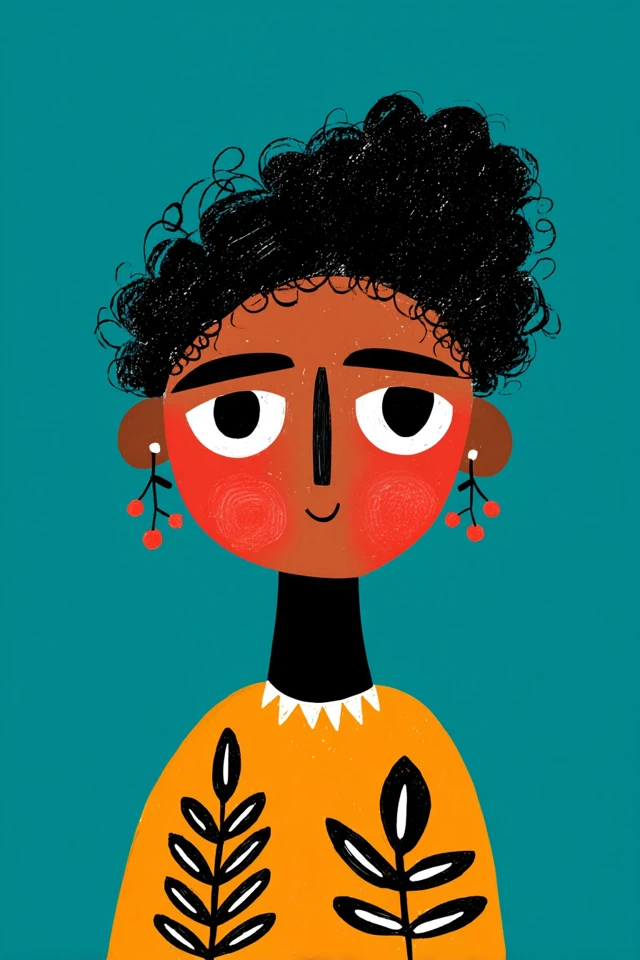 Vibrant Folk Portrait - Image 1