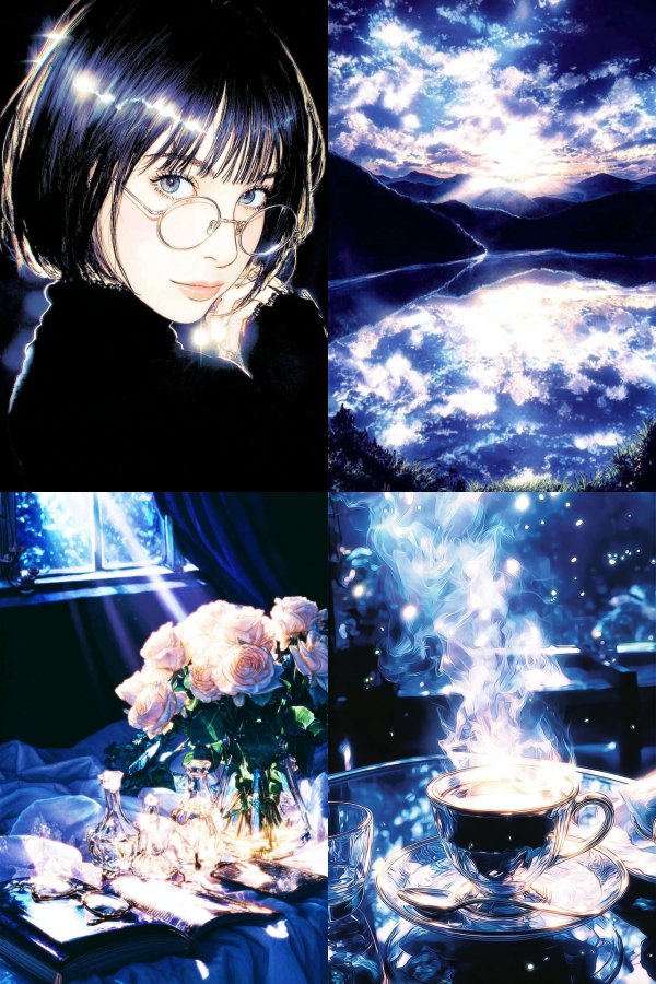 Midnight Blue Anime Aesthetic Collage