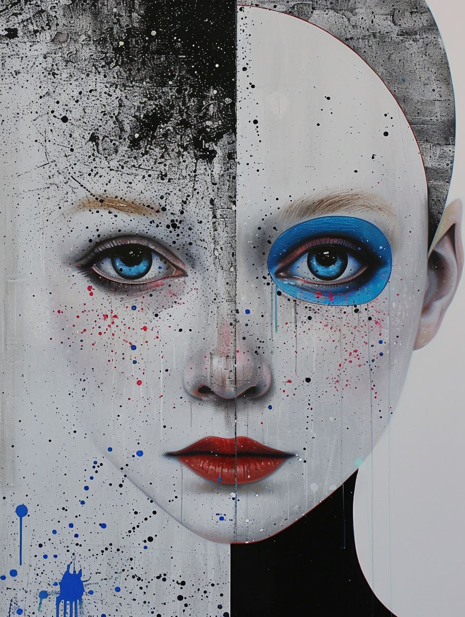 Melancholic Blue Ink Portraits - Image 4