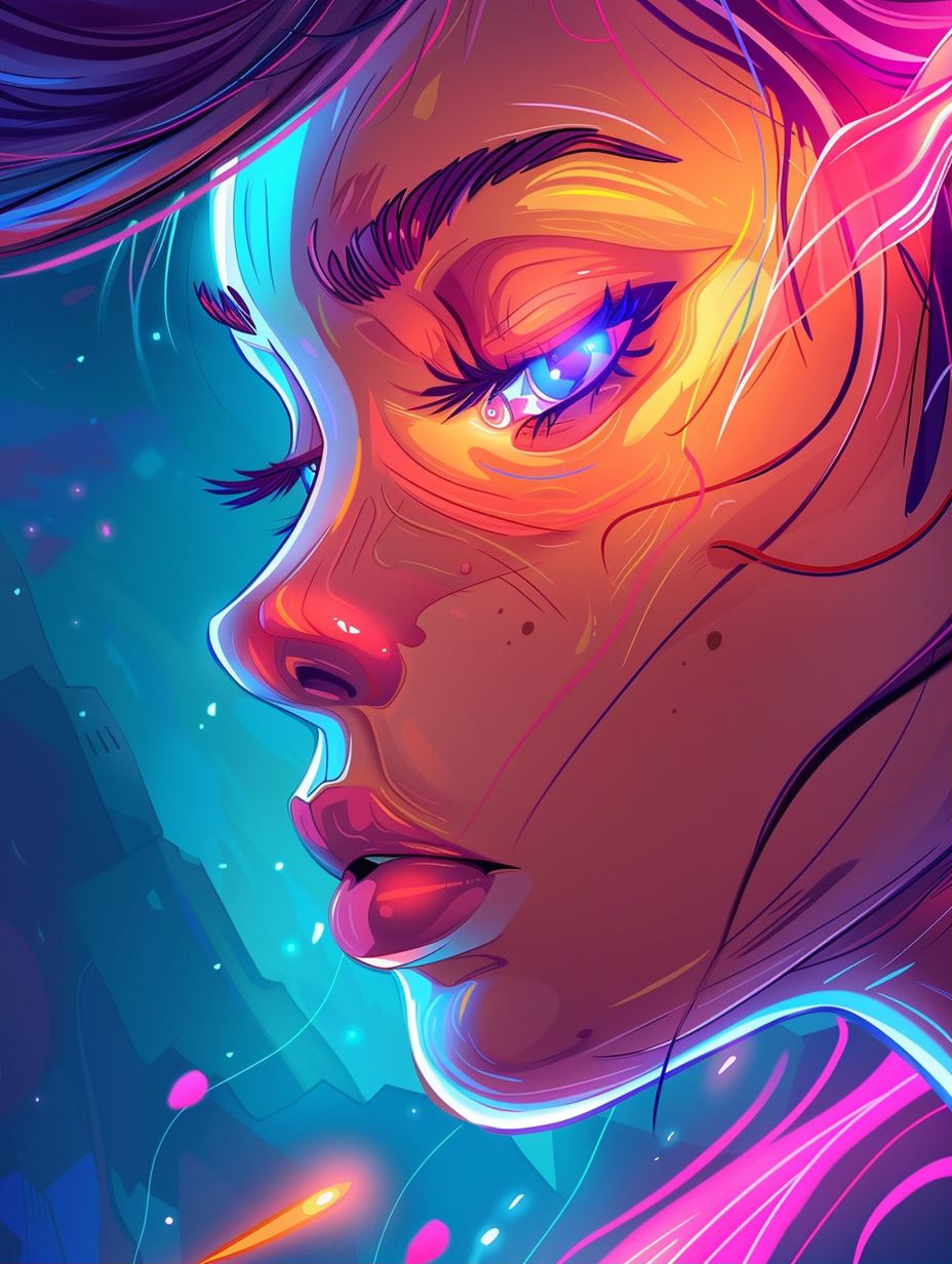 Neon Dreams Cybernetic Portraiture - Image 1