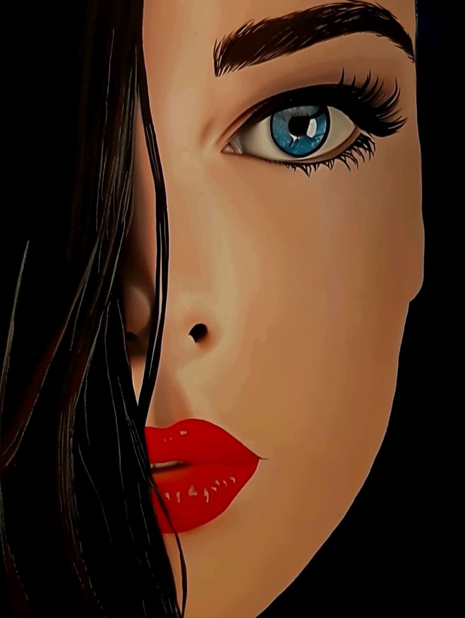 Bold Crimson Noir Portrait - Image 1
