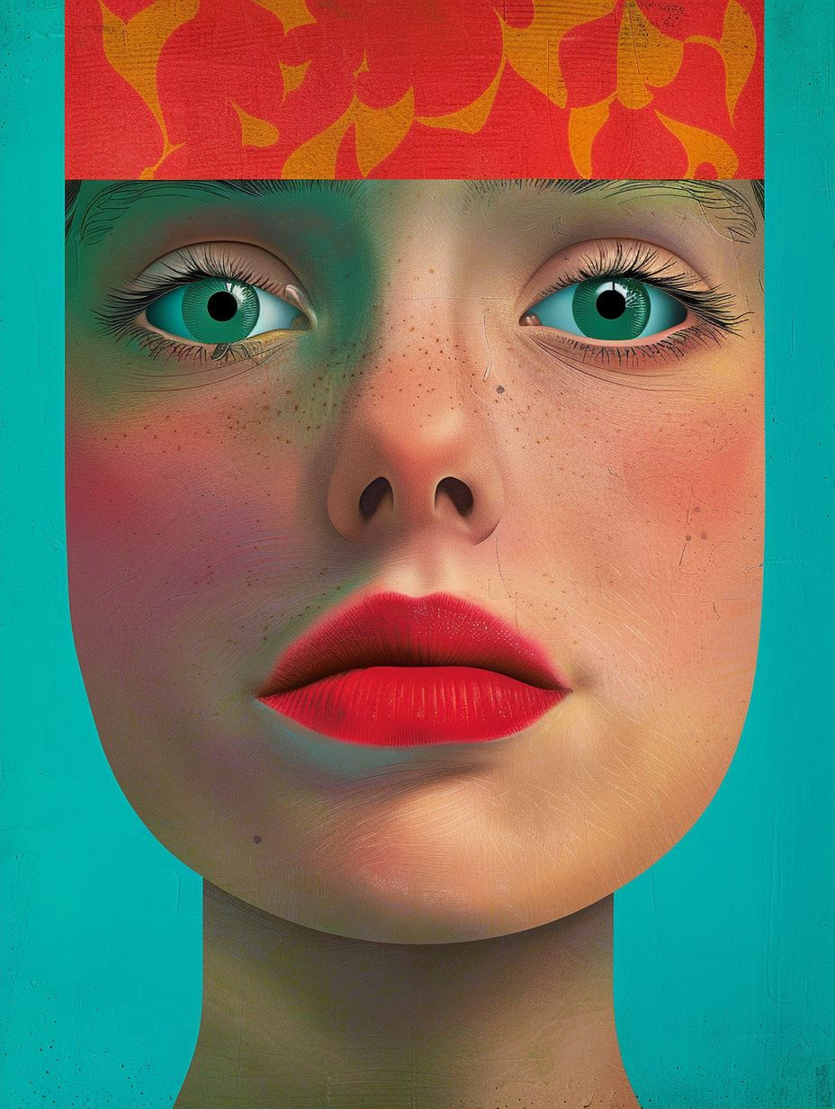 Vibrant Teal Surreal Portrait - Image 2