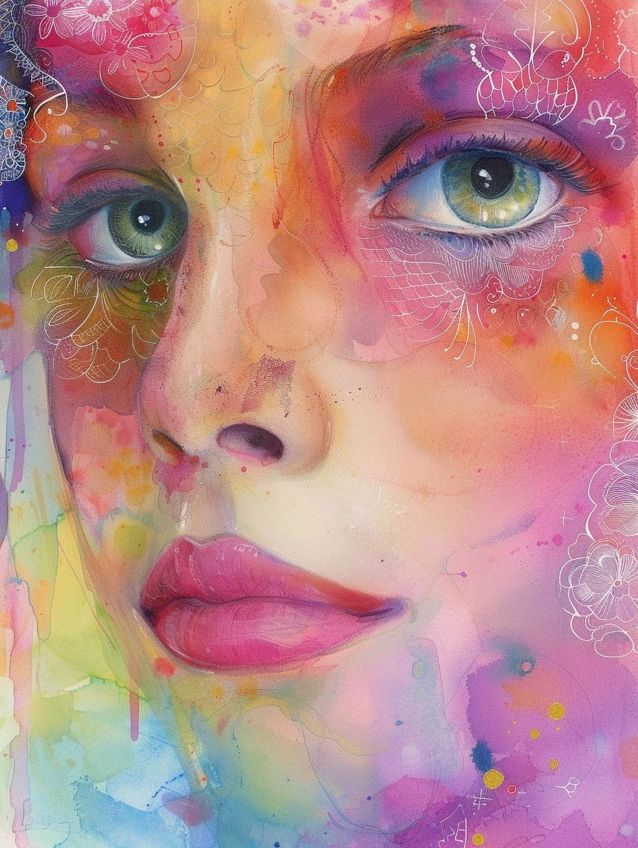 Ethereal Watercolor Dream Portrait - Image 3