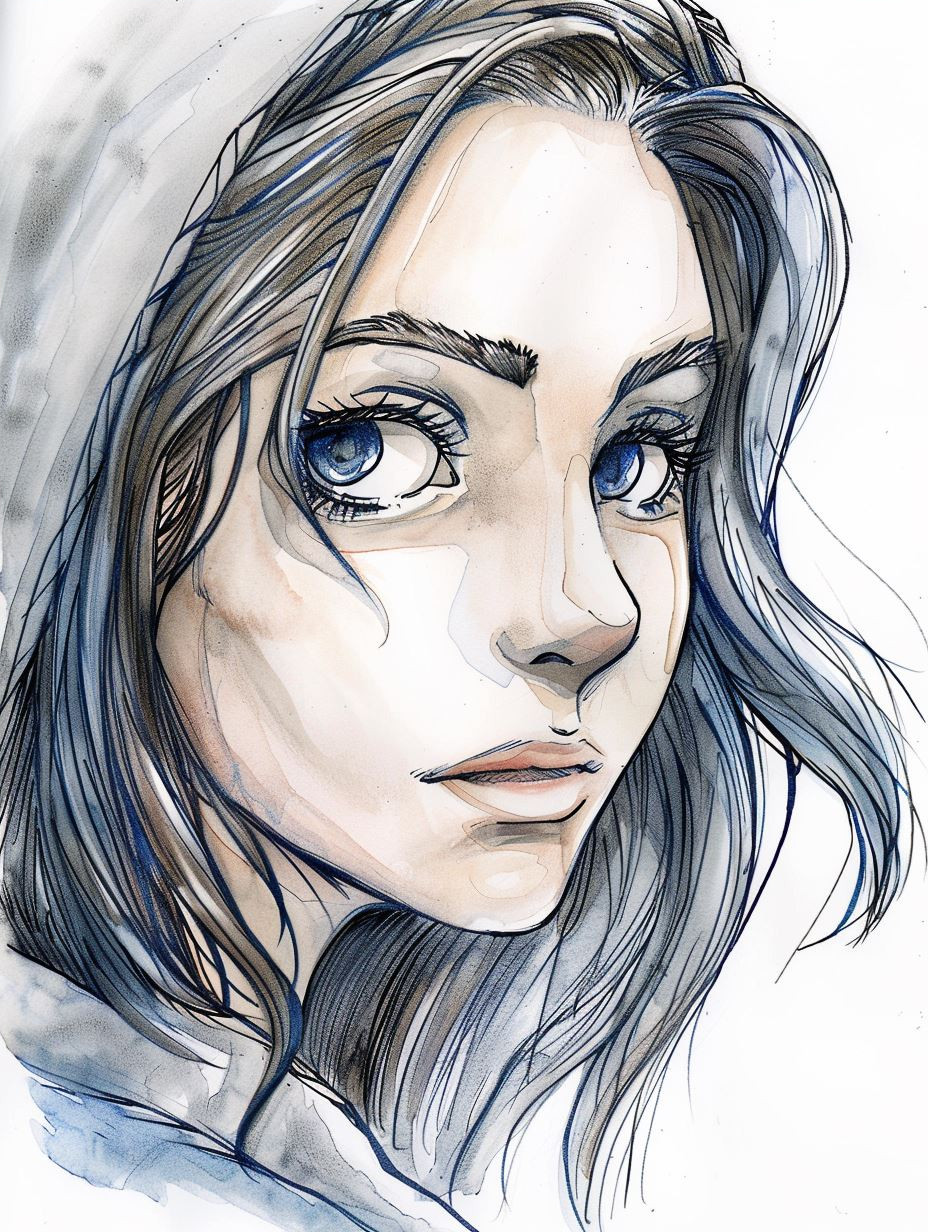 Ethereal Gazes in Ink and Wash - Image 4