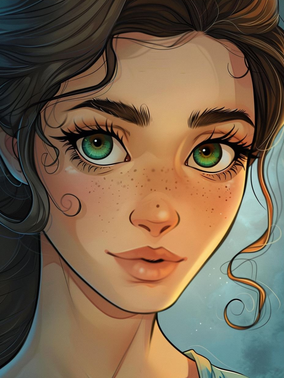 Ethereal Gazes: Digital Portrait Study - Image 3