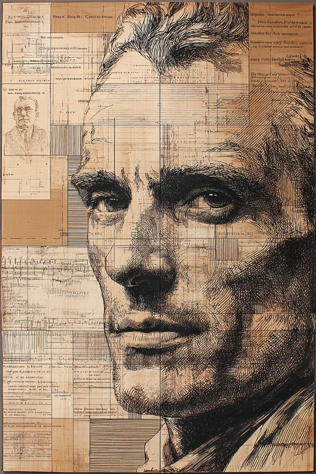 Vintage Ink Blueprint Portrait - Image 1