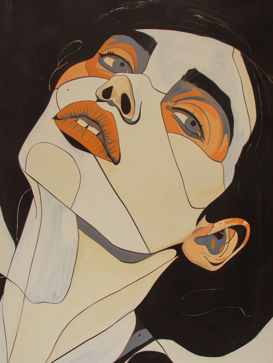 Fragmented Gazes in Orange and Blue - Image 3