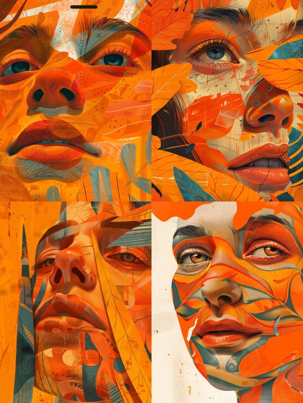 Abstract Fragmented Orange Portraits