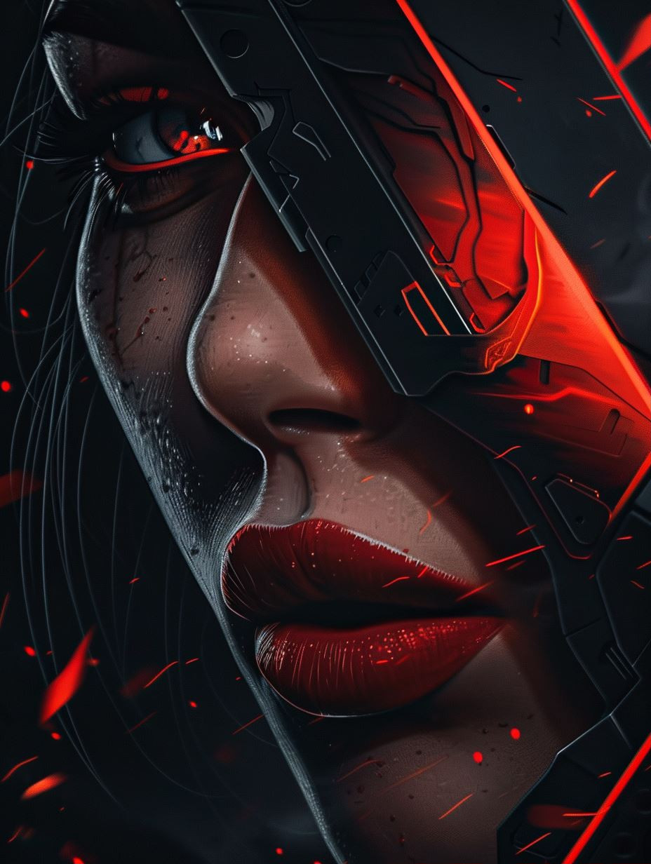 Neon Cybernetic Crimson Vision - Image 1