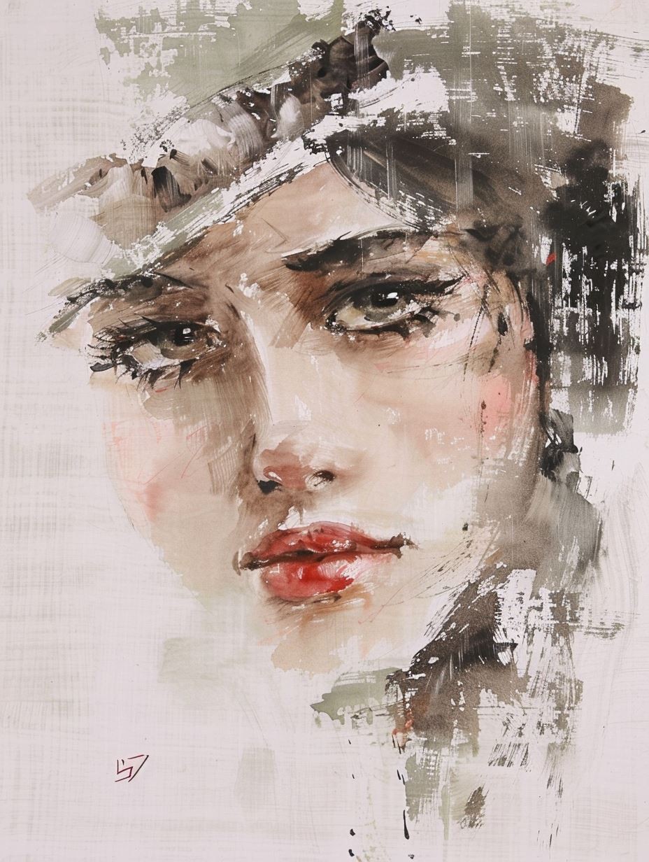 Ethereal Gaze in Abstract Oil - Image 2