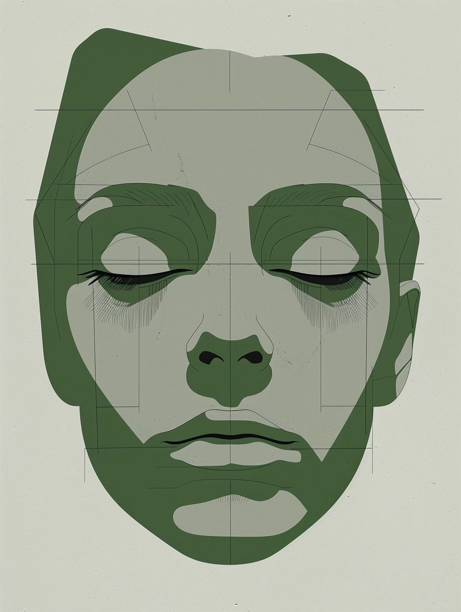 Geometric Green Portrait Studies - Image 1