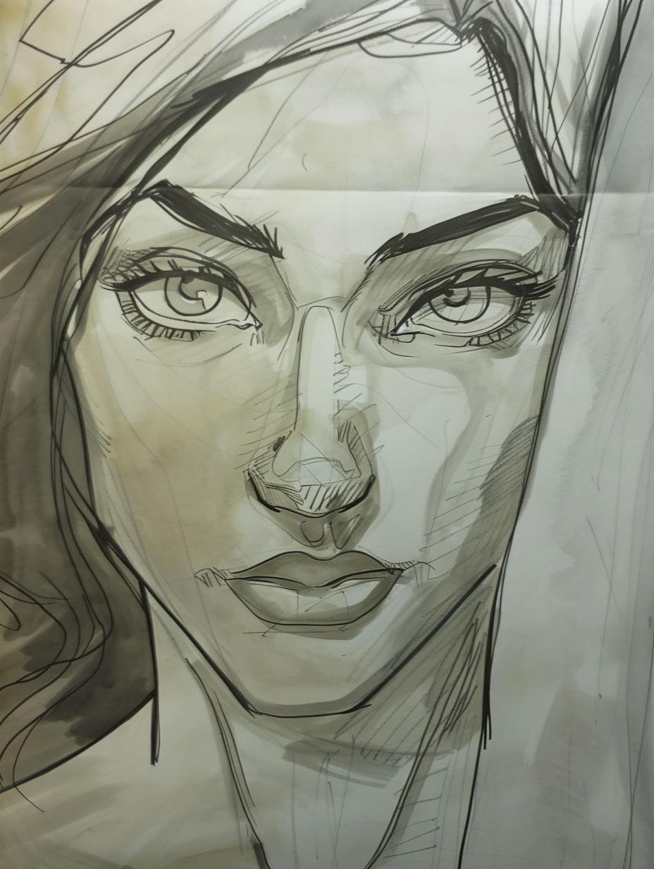 Shadowed Gaze Sketch - Image 4