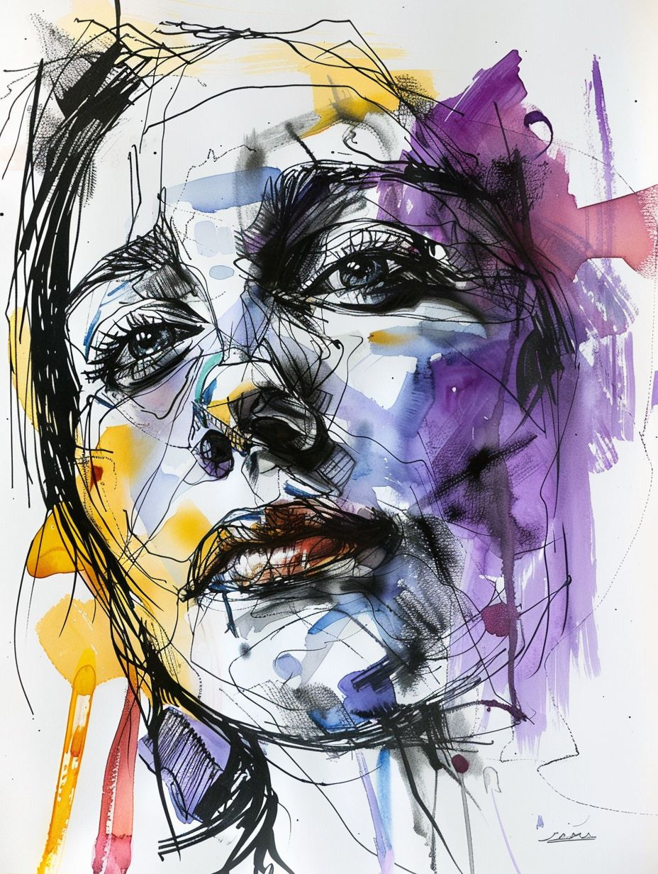 Abstract Watercolor Portrait Studies - Image 1