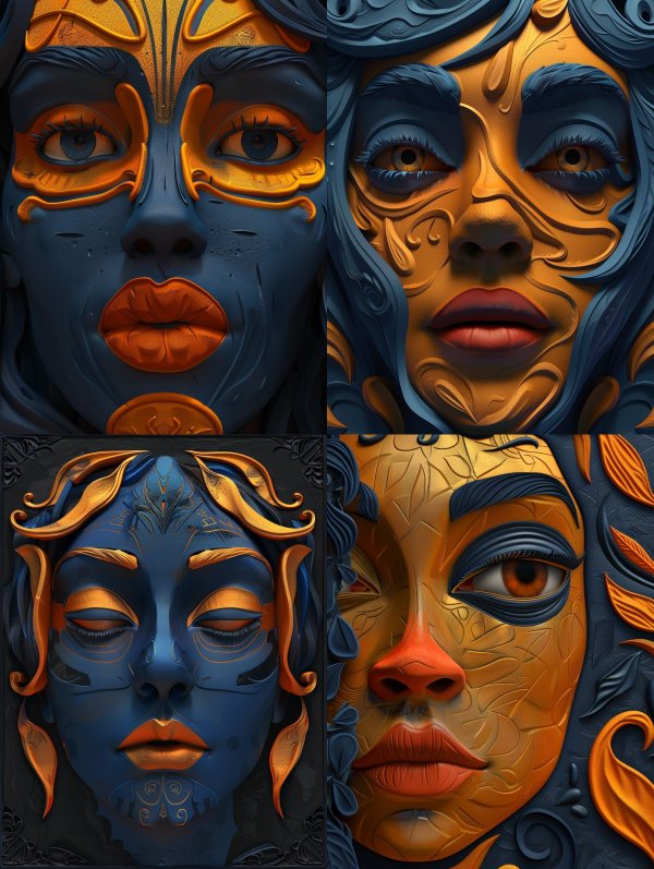 Azure Mask of Gilded Shadows