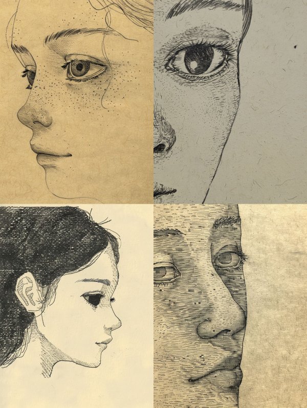 Hand Drawn Portrait Sketch Studies