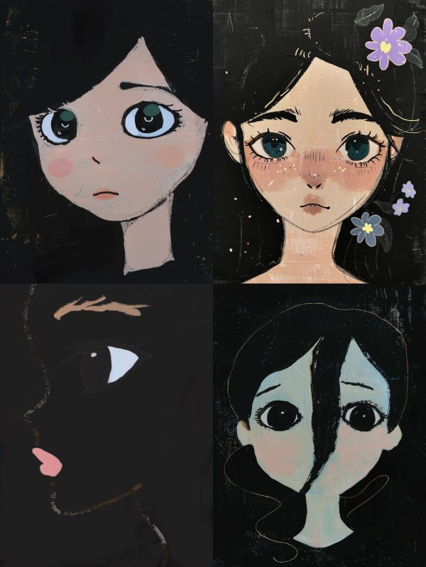 Melancholy Gaze in Dark Contrast