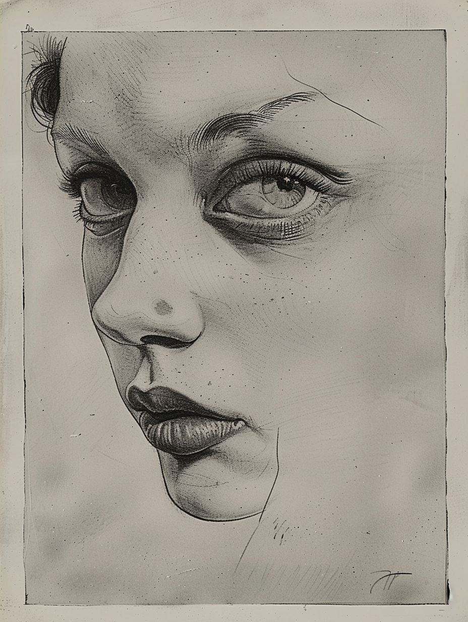 Vintage Charcoal Portrait Studies - Image 4