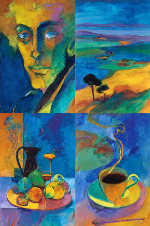 Vibrant Visions: A Four-Panel Artistic Journey