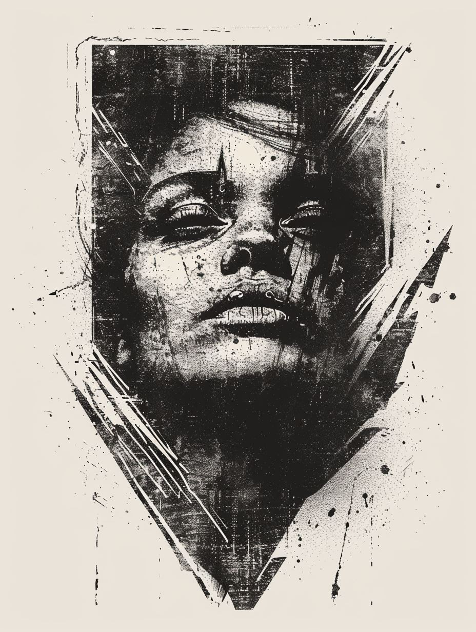 Gritty Noir Distorted Portrait - Image 1