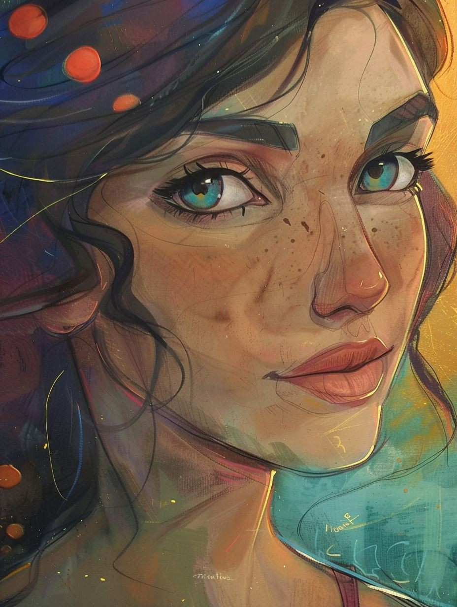 Ethereal Gazes: A Digital Portrait Study - Image 1