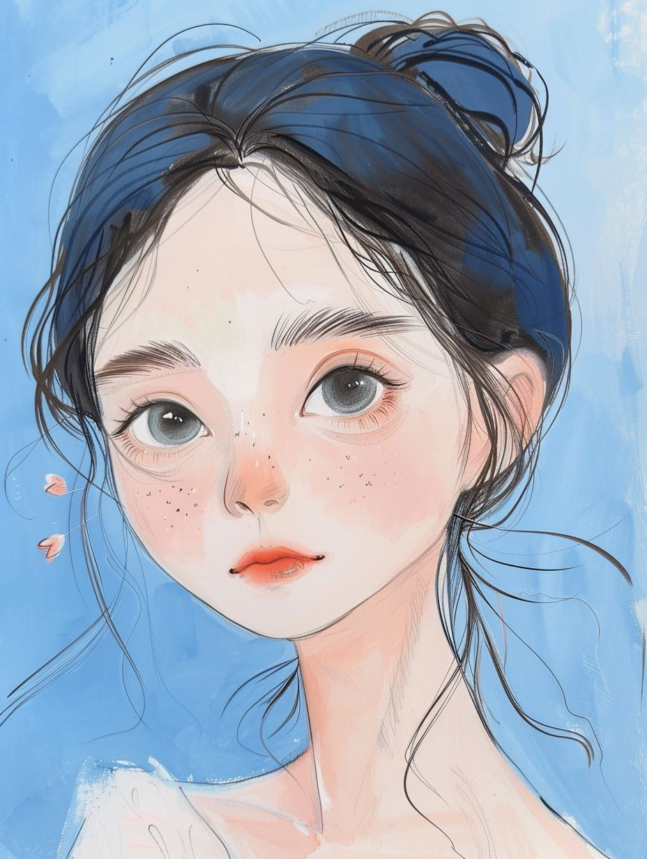 Ethereal Blue Anime Portraits - Image 1