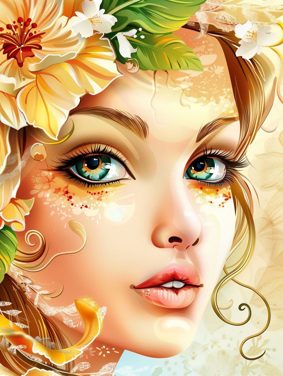 Golden Ethereal Floral Portraits - Image 1