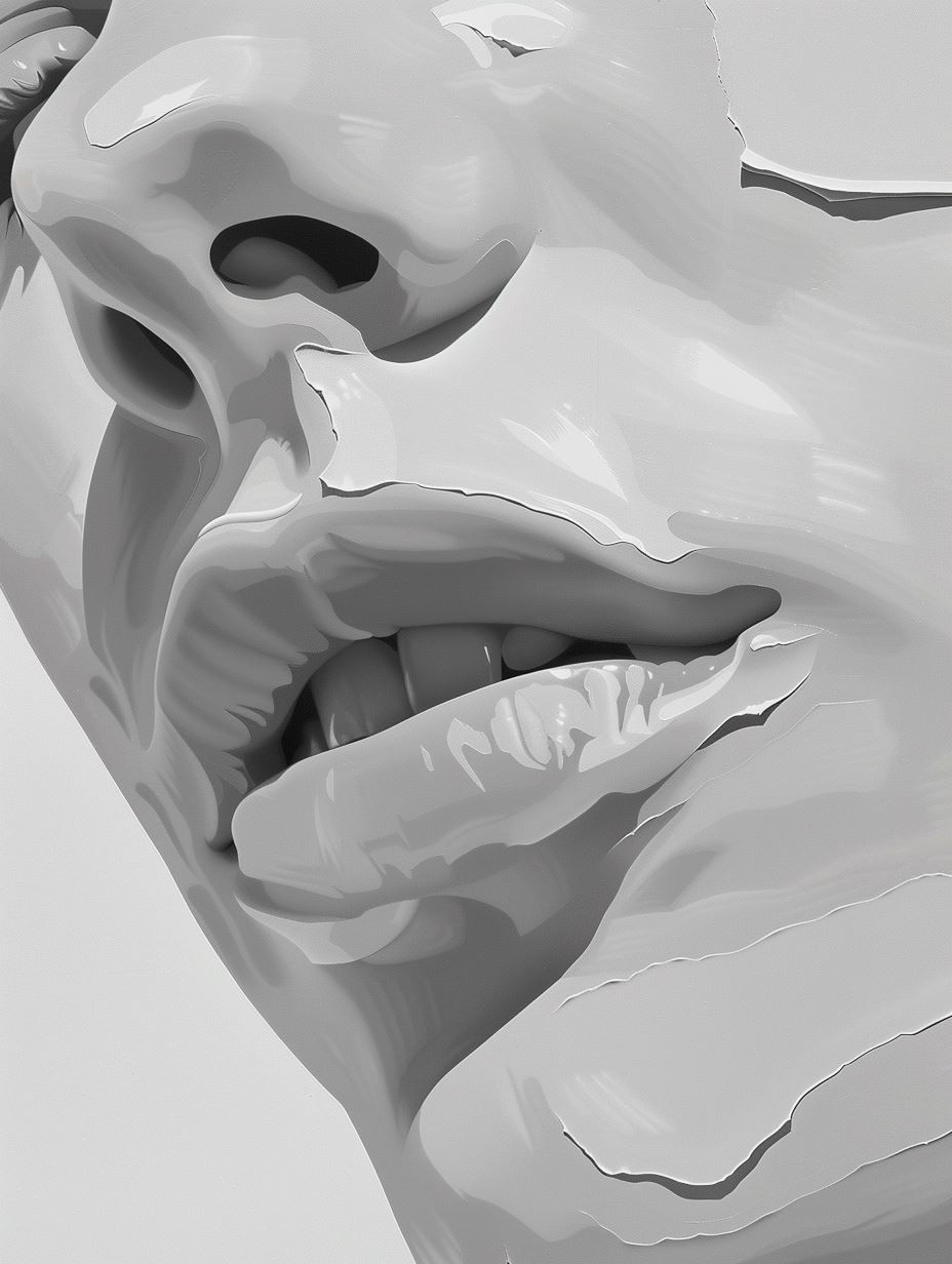Fragmented Porcelain Portrait Study - Image 3