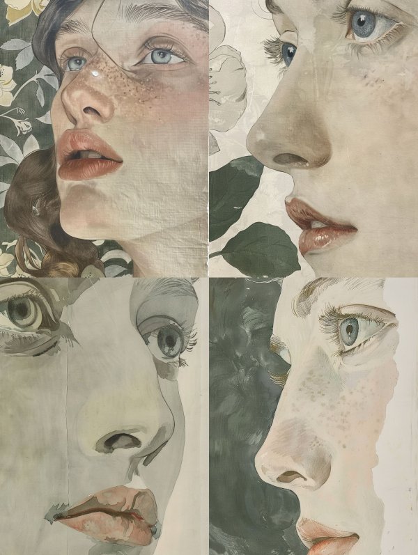 Ethereal Gazes in Watercolor