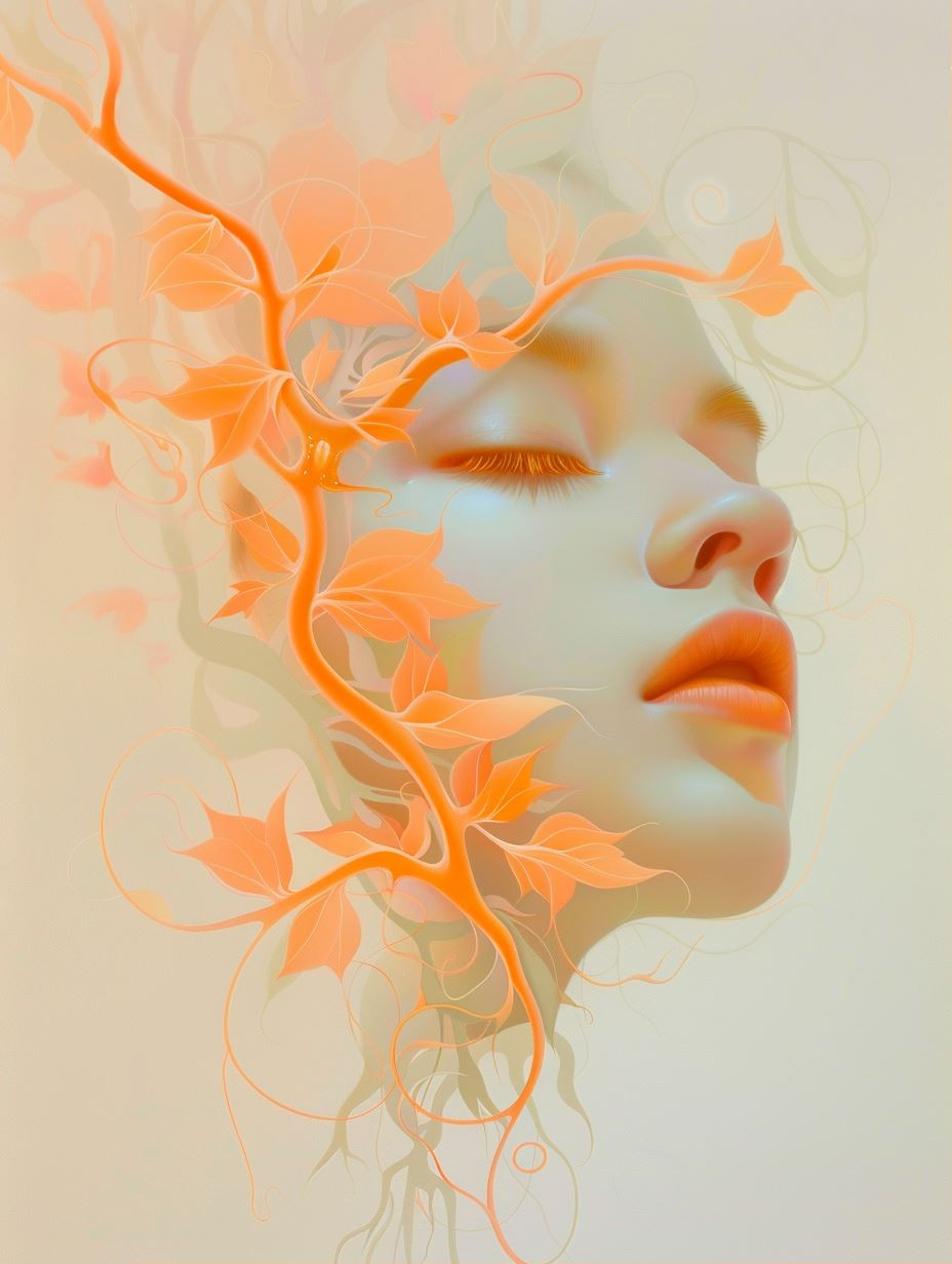 Ethereal Amber Floral Portraits - Image 1