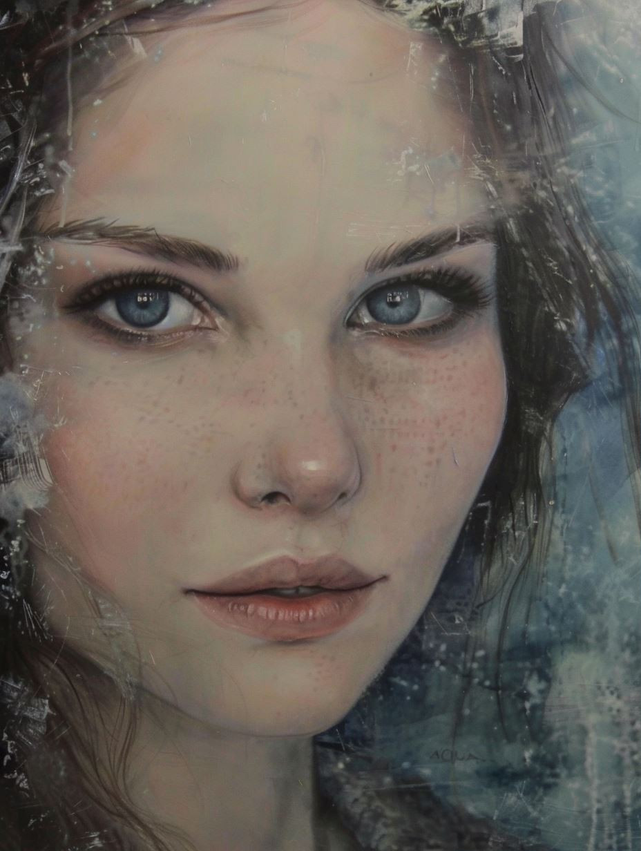 Ethereal Gaze Through Frozen Glass - Image 1