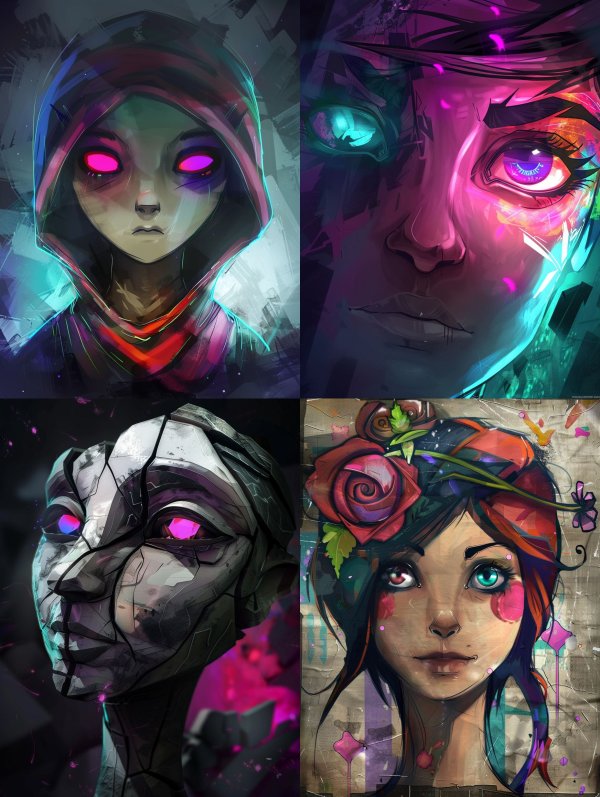 Neon Visions: A Digital Art Quartet