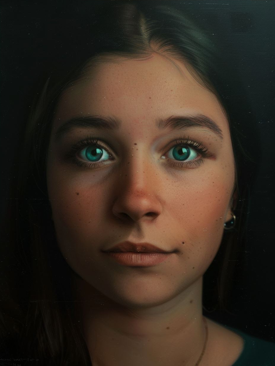 Serene Gaze in Teal Shadows - Image 4