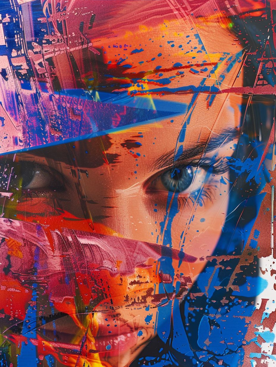 Fragmented Neon Portrait Chaos - Image 3