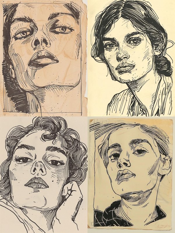 Ink Visions: Four Female Portraits