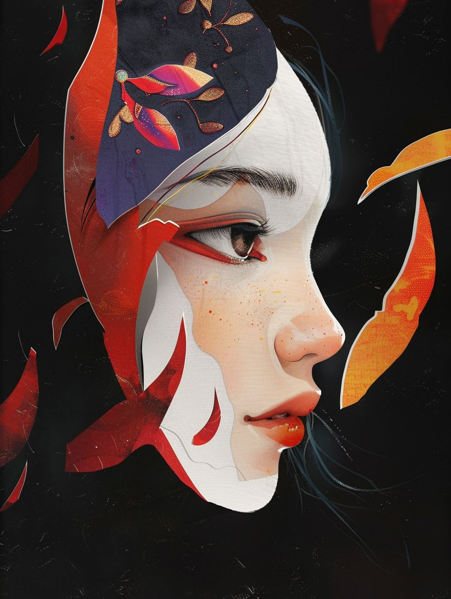 Crimson Petals Porcelain Mask - Image 4