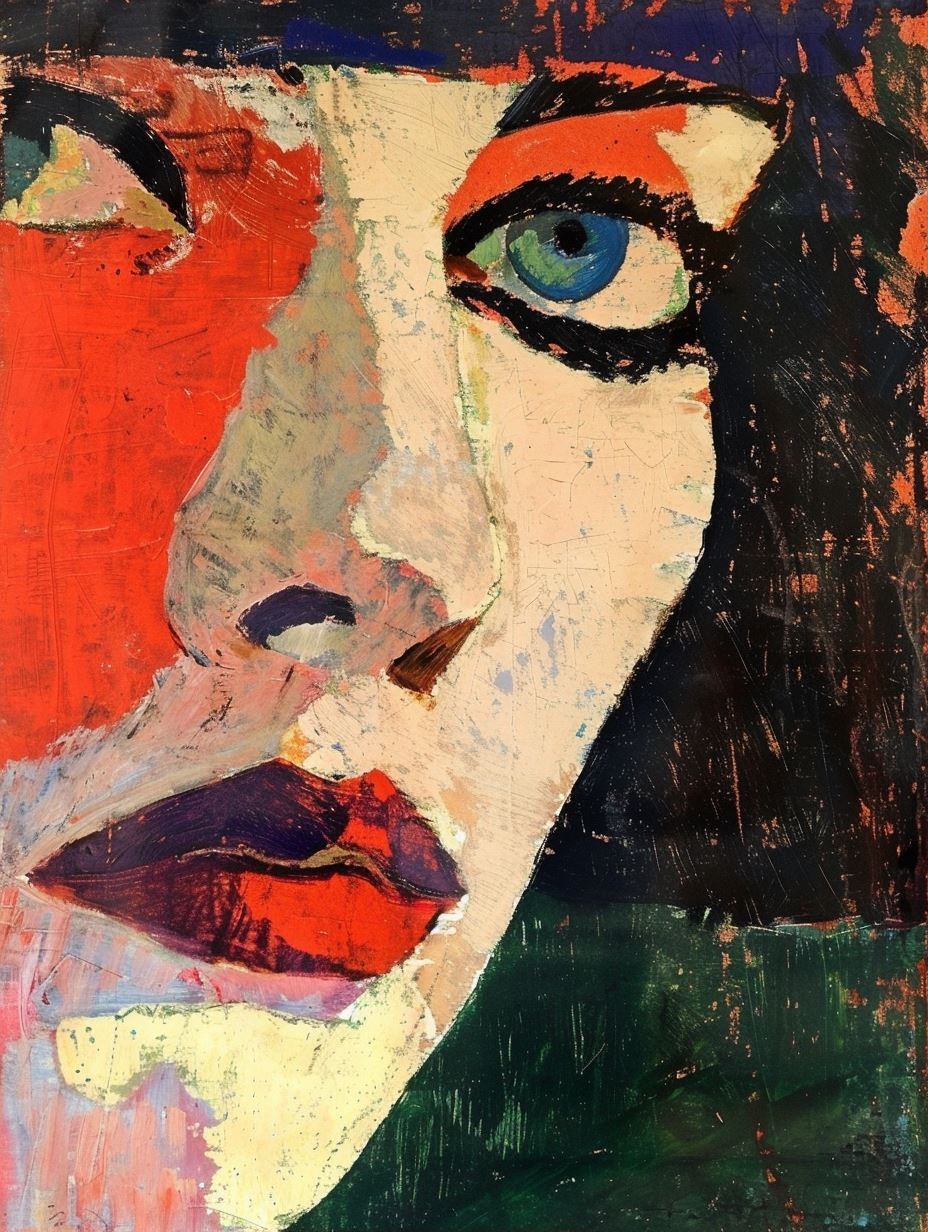 Fragmented Gaze in Bold Color - Image 1