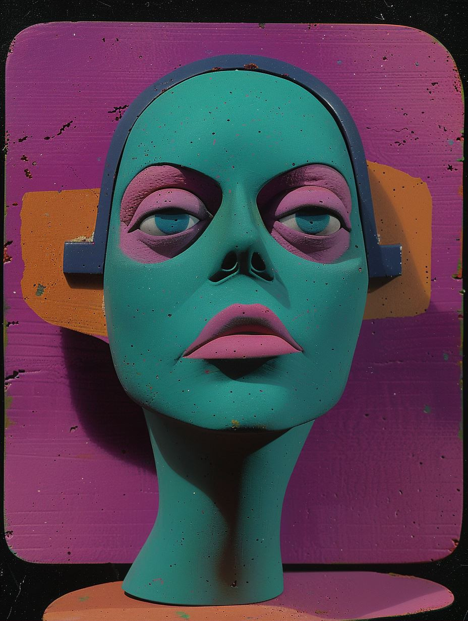 Neon Surrealist Sculpted Visage