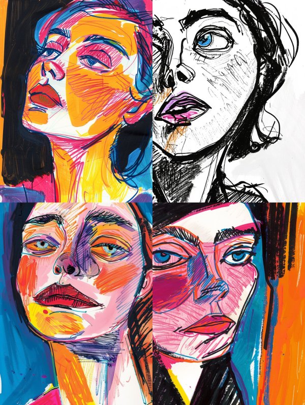Neon Sketch Portrait