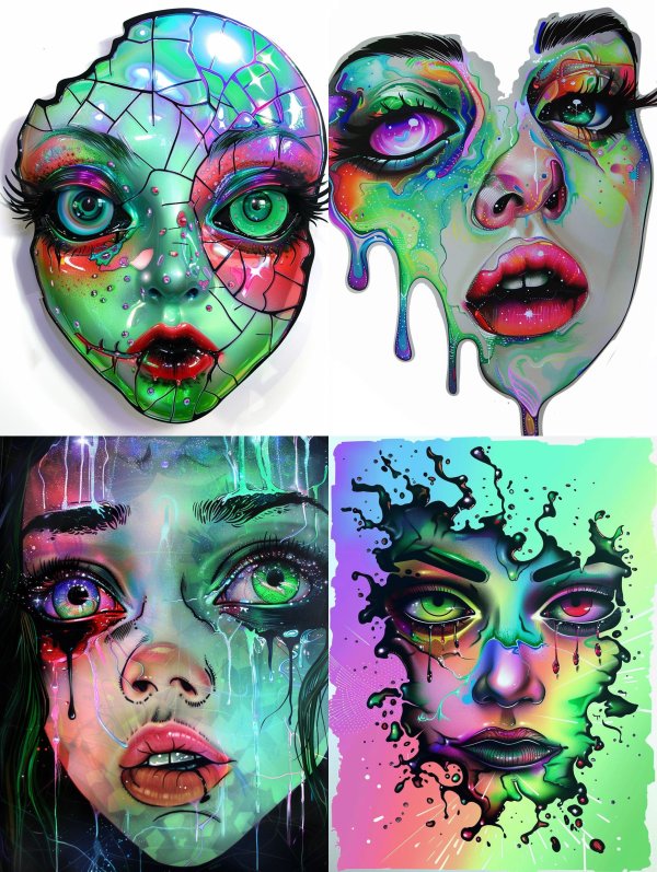 Surreal Neon Melting Portraits