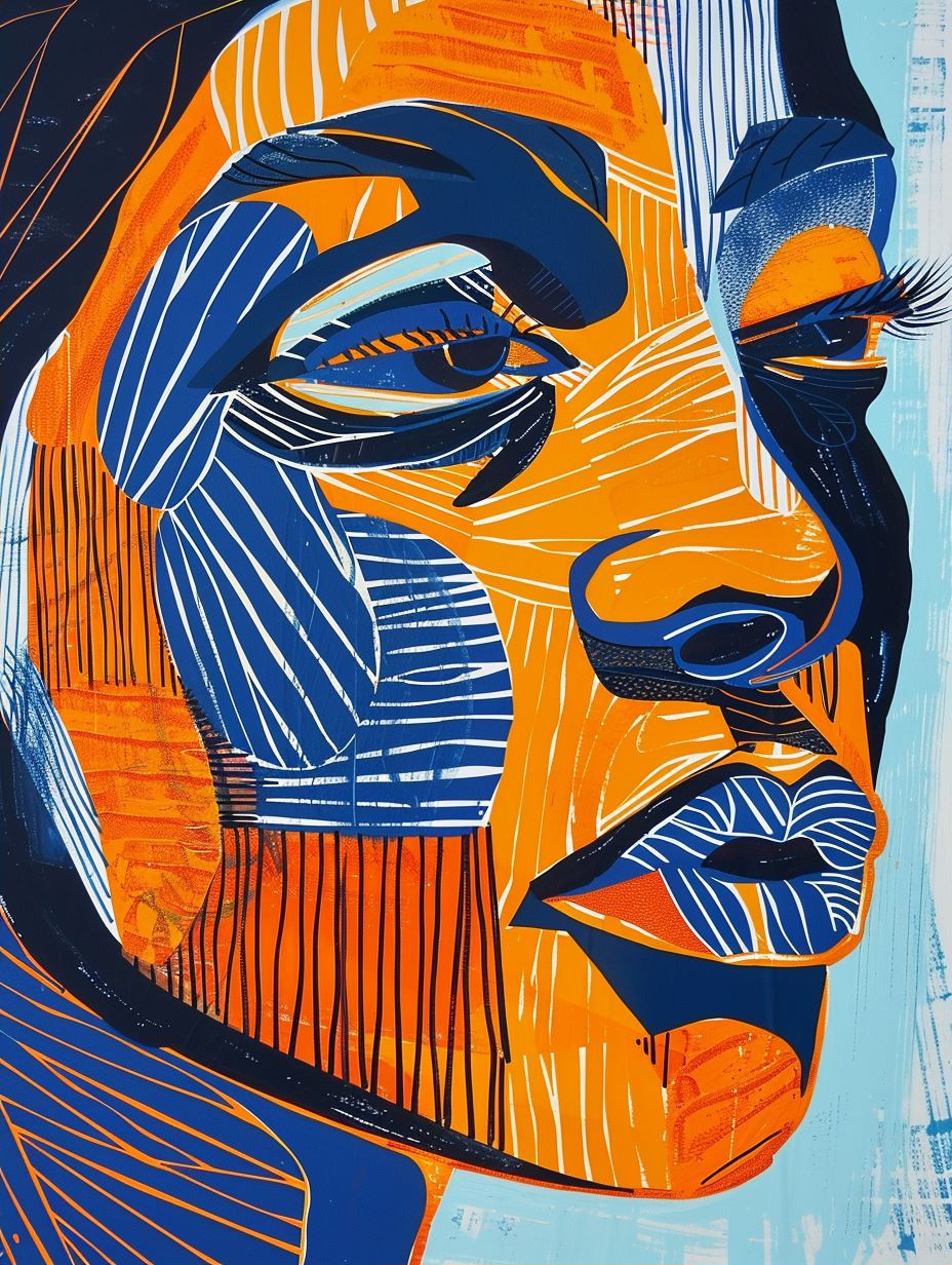 Electric Azure and Amber Portrait - Image 2