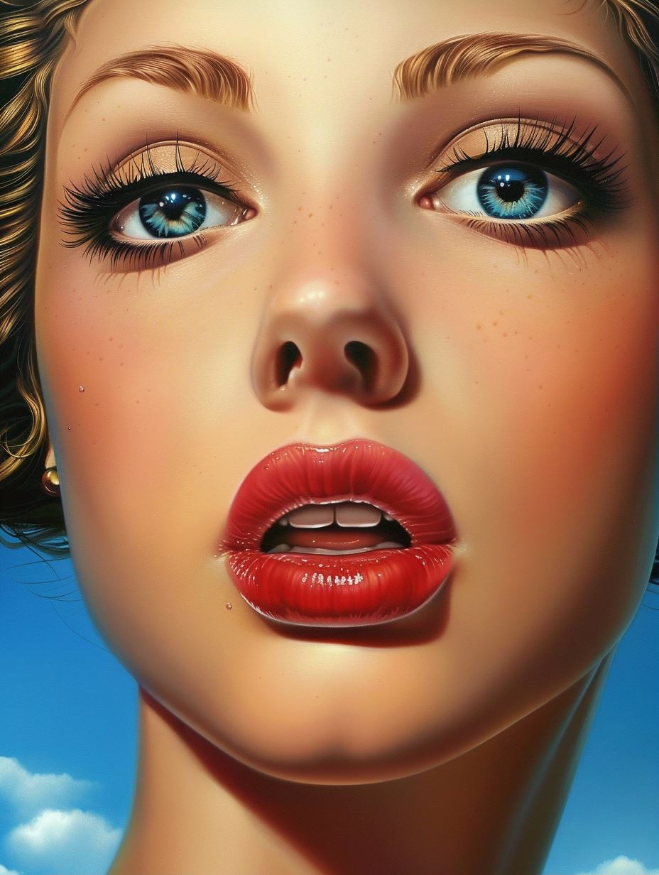 Ethereal Gaze of Crimson Lips - Image 1