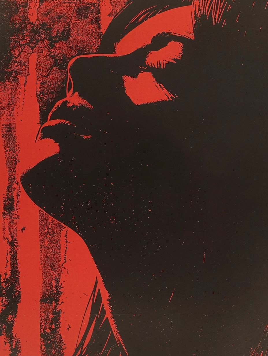 Crimson Noir Silhouette Portrait
