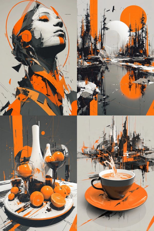Orange and Grey Abstract Art Collection