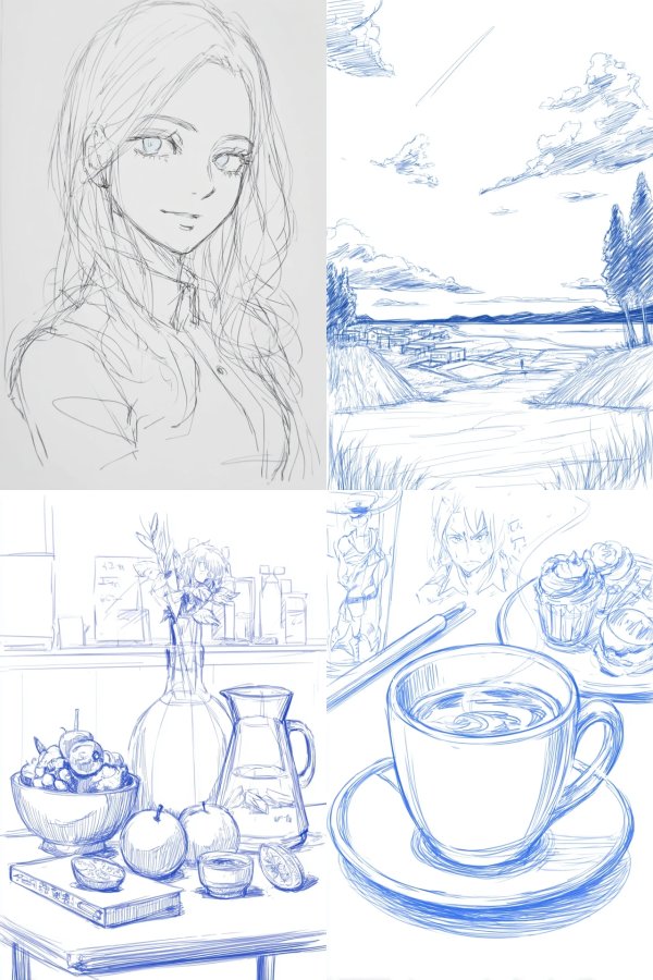 Anime Sketchbook: Blue Ink Studies