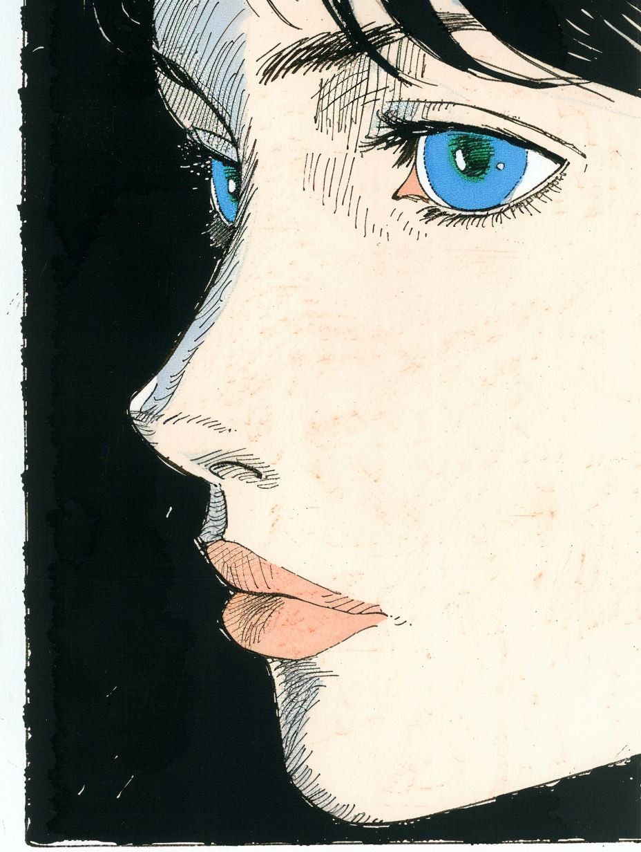 Vintage Manga Ink Portrait - Image 4