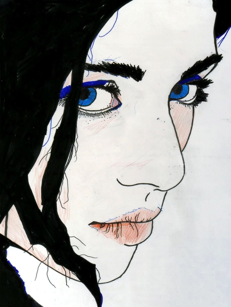 Ethereal Gaze Ink Portraits - Image 4