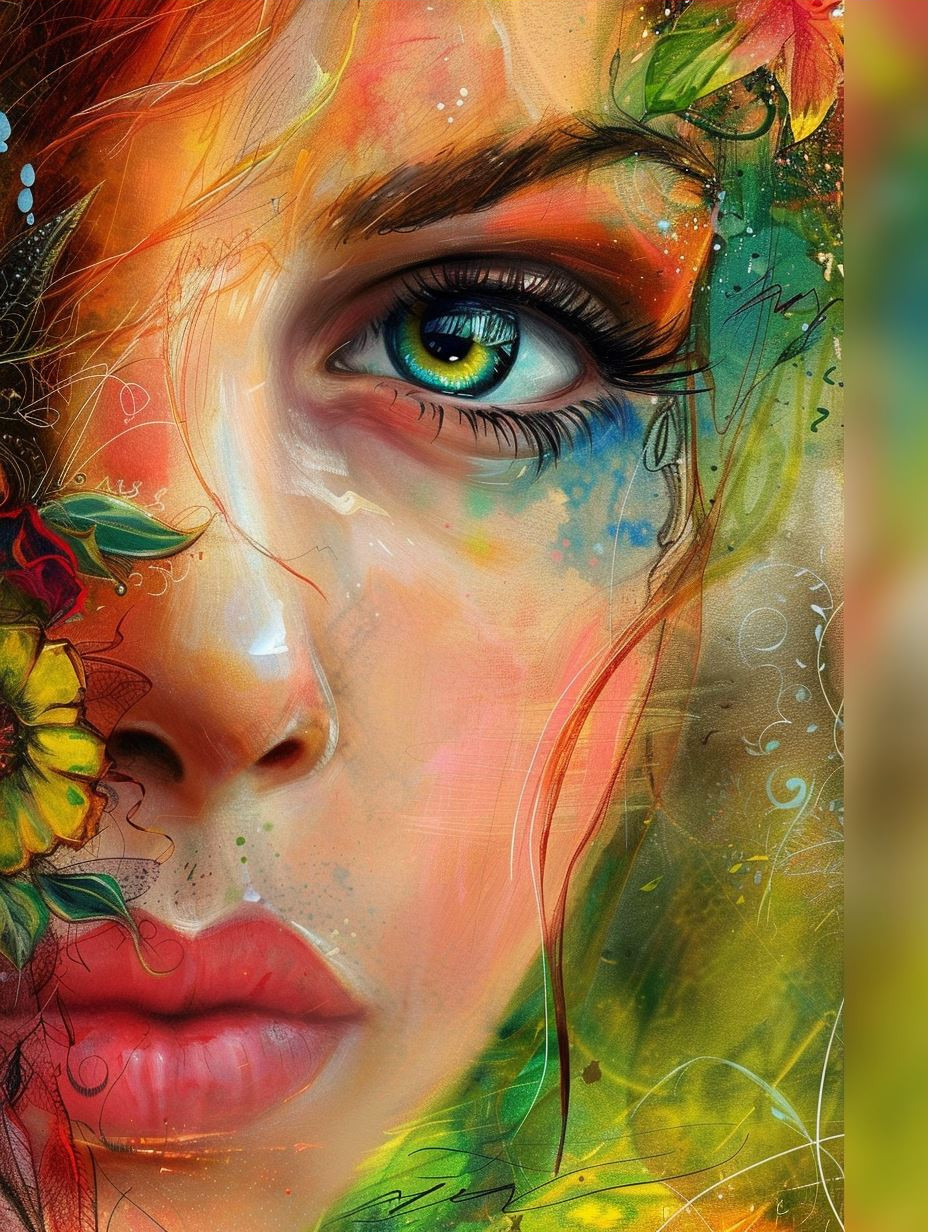 Vibrant Floral Portrait Fusion - Image 3