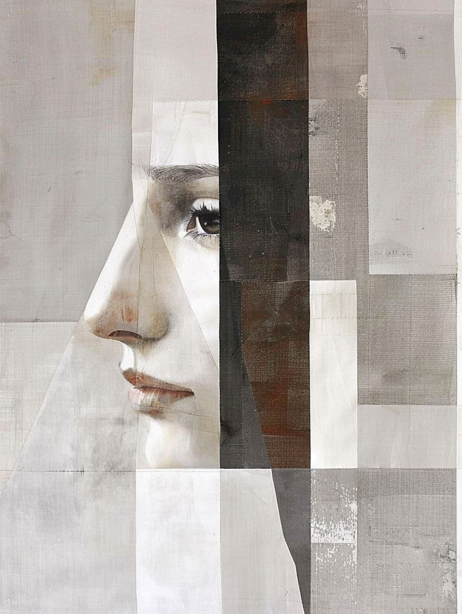 Fragmented Gaze in Neutral Tones - Image 1