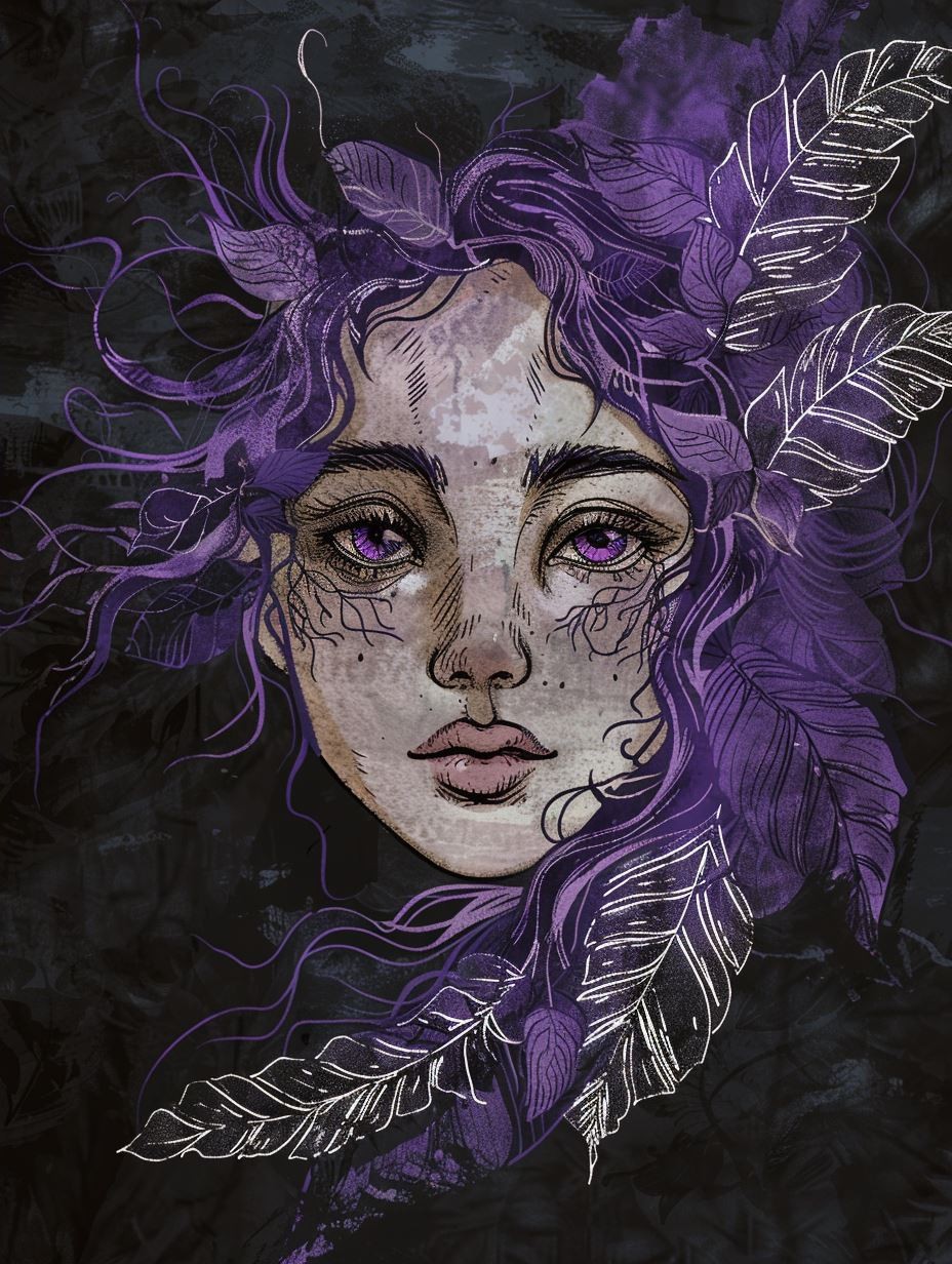 Ethereal Violet Grunge Portrait - Image 4